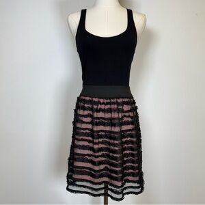Eight Sixty Black Tank Top Style Dress Sheer Lace Skirt Women’s Size Small